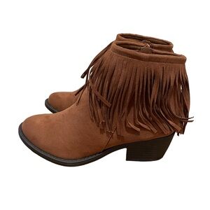 Mixx Shuz Mackenzie Fringe Boots Tan Brown Size 6